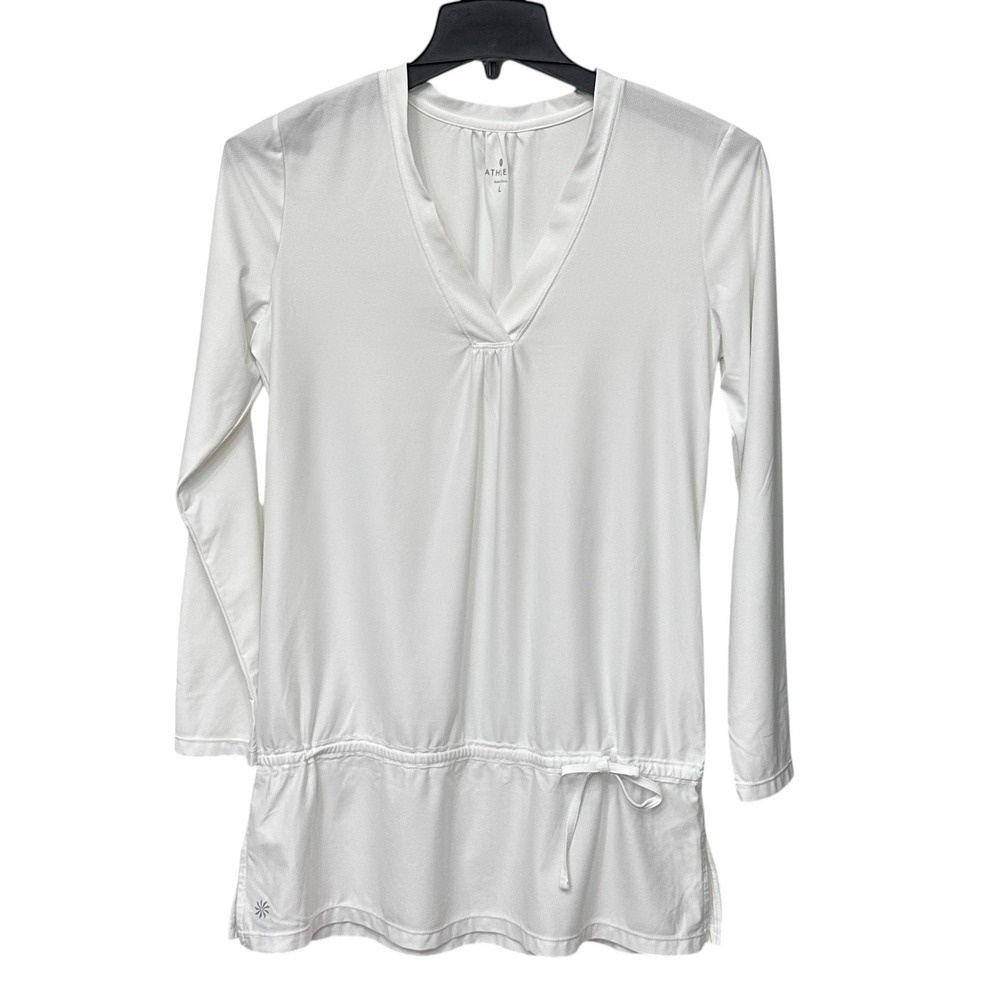 Athleta Women's Activewear Top Size Large Long Sleeve White Pullover Casual